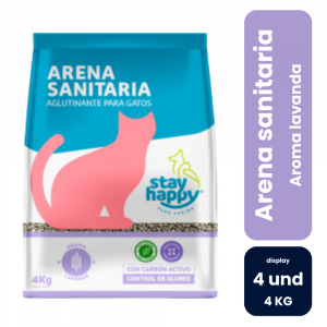 Stay Happy Arena Sanitaria Aglutinante Lavanda 4Kg (4 Un) - Imagen 1