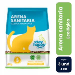 Stay Happy Arena Sanitaria Ecológica 4Kg (3Un) - Imagen 1
