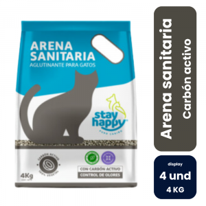 Stay Happy Arena Sanitaria Aglutinante Carbón 4Kg (4 Un) - Imagen 1