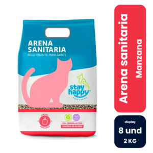 Stay Happy Arena Sanitaria Aglutinante Manzana 2Kg (8 Un) - Imagen 1