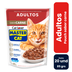 Master Cat Trocitos Jugosos Carne 85gr (20 und) - Imagen 1