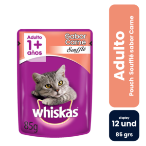 Whiskas Pouch Soufflé Sabor Carne 85gr (12 und) - Imagen 1