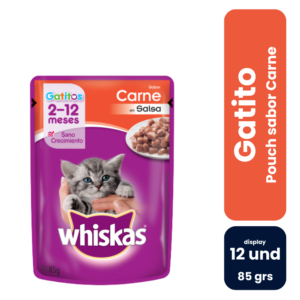 Whiskas Pouch Gatitos Sabor Carne 85gr (12 und) - Imagen 1