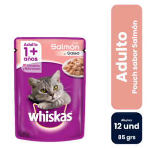 Whiskas Pouch Sabor Salmón 85gr (12 und) - Imagen 1