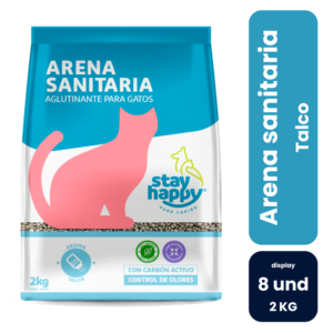 Stay Happy Arena Sanitaria Aglutinante Talco 2Kg (8 Un) - Imagen 1