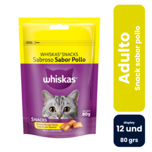Whiskas Snacks Sabroso Sabor Pollo 80gr (12 und) - Imagen 1